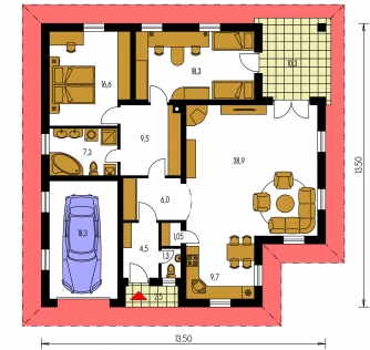 Grundriss des Erdgeschosses - BUNGALOW 17